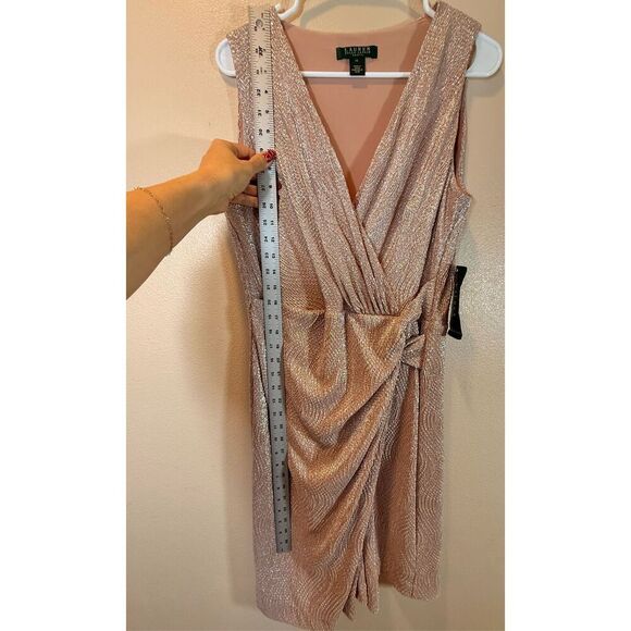 NWT Lauren Ralph Lauren Sleeveless Blush Sheath Knotted Waist Dress Women's 12 - Picture 8 of 11